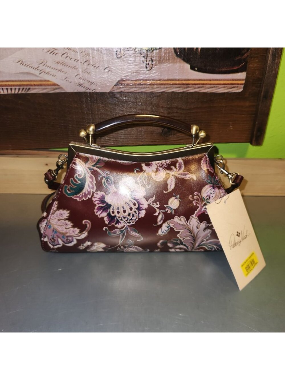 New! Patricia Nash European Floral Tapestry Leather Satchel